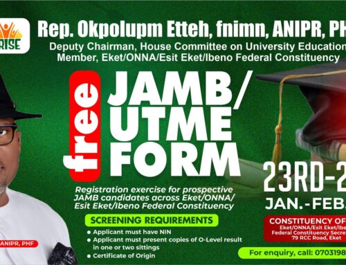 REP. ETTEH BEGINS FREE JAMB/UTME REGISTRATION FOR CONSTITUENTS